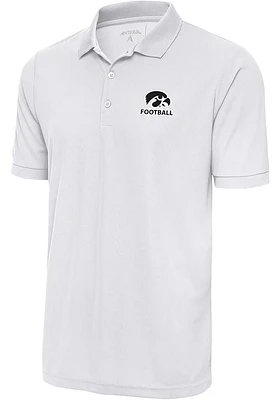 Antigua Iowa Hawkeyes White Football Legacy Pique Big and Tall Polo