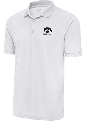 Antigua Iowa Hawkeyes White Basketball Legacy Pique Big and Tall Polo