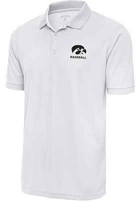 Antigua Iowa Hawkeyes White Baseball Legacy Pique Big and Tall Polo