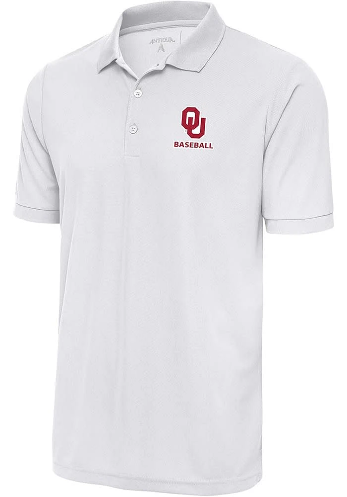 Antigua Oklahoma Sooners White Baseball Legacy Pique Big and Tall Polo