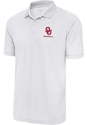 Antigua Oklahoma Sooners White Baseball Legacy Pique Big and Tall Polo