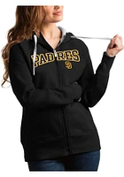 Antigua San Diego Padres Womens Black Split Victory Long Sleeve Full Zip Jacket