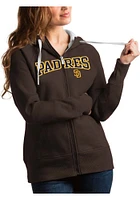 Antigua San Diego Padres Womens Brown Victory Full Long Sleeve Zip Jacket