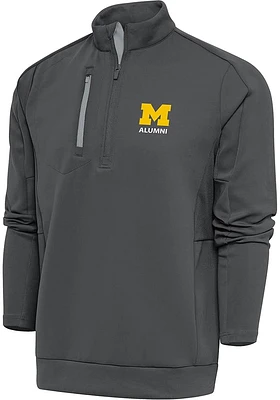 Antigua Michigan Wolverines Mens Grey Alumni Generation Long Sleeve Qtr Zip Pullover