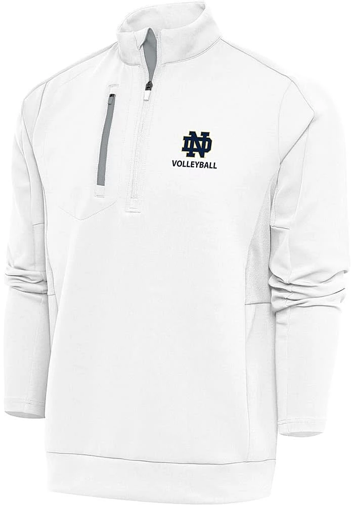 Antigua Notre Dame Fighting Irish Mens White Volleyball Generation Long Sleeve Qtr Zip Pullover