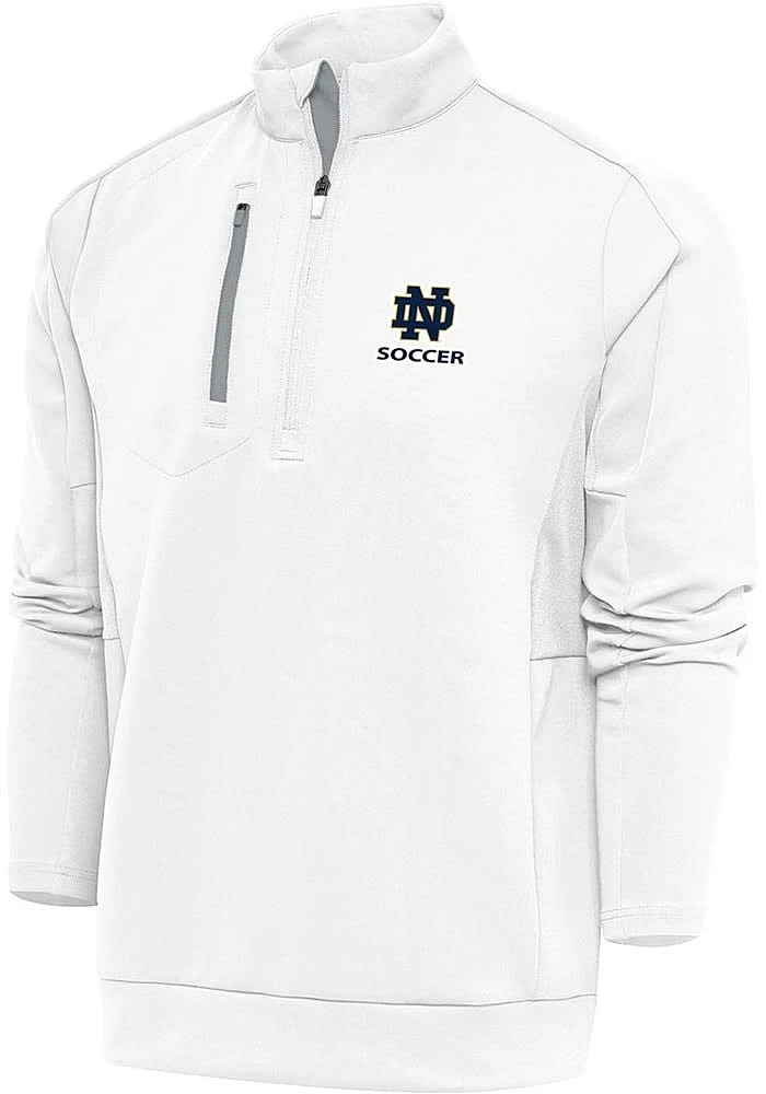 Antigua Notre Dame Fighting Irish Mens White Soccer Generation Long Sleeve Qtr Zip Pullover