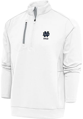 Antigua Notre Dame Fighting Irish Mens White Dad Generation Long Sleeve Qtr Zip Pullover