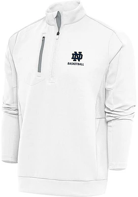 Antigua Notre Dame Fighting Irish Mens White Basketball Generation Long Sleeve Qtr Zip Pullover