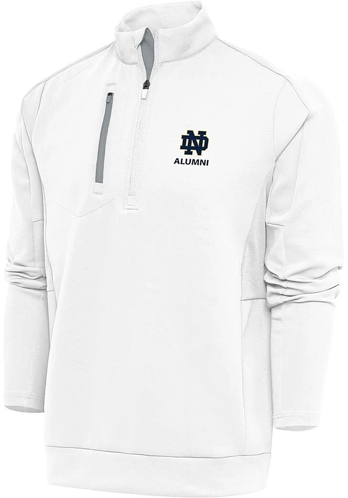 Antigua Notre Dame Fighting Irish Mens White Alumni Generation Long Sleeve Qtr Zip Pullover