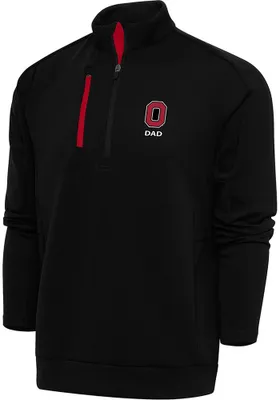 Antigua Ohio State Buckeyes Mens Dad Generation Long Sleeve Qtr Zip Pullover