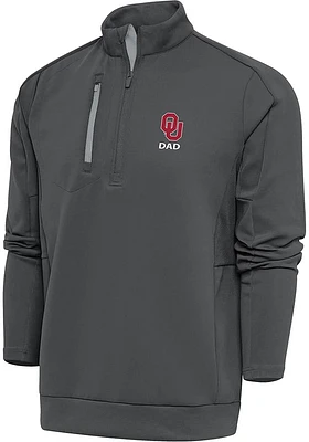 Antigua Oklahoma Sooners Mens Dad Generation Long Sleeve Qtr Zip Pullover