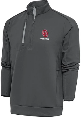 Antigua Oklahoma Sooners Mens Baseball Generation Long Sleeve Qtr Zip Pullover