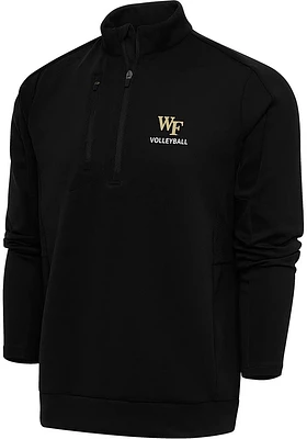 Antigua Wake Forest Demon Deacons Mens Black Volleyball Generation Long Sleeve Qtr Zip Pullover