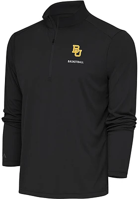 Antigua Baylor Bears Mens Grey Basketball Tribute Long Sleeve Qtr Zip Pullover