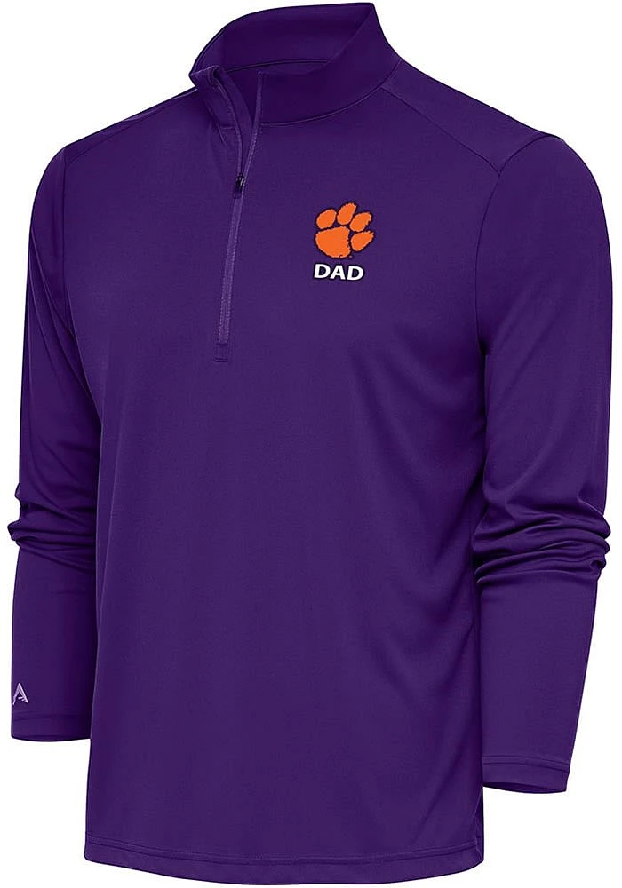 Antigua Clemson Tigers Mens Dad Tribute Long Sleeve Qtr Zip Pullover