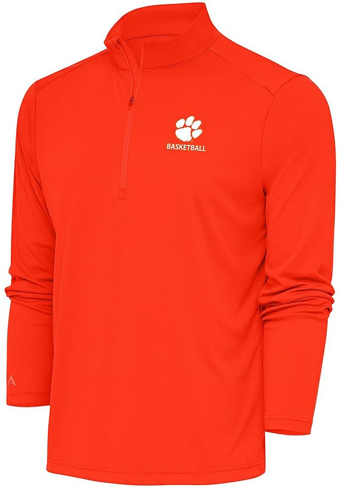 Antigua Clemson Tigers Mens Basketball Tribute Long Sleeve Qtr Zip Pullover