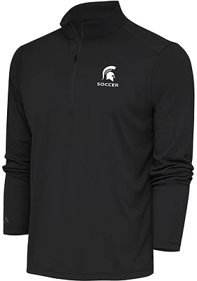 Antigua Michigan State Spartans Mens Grey Soccer Tribute Long Sleeve Qtr Zip Pullover