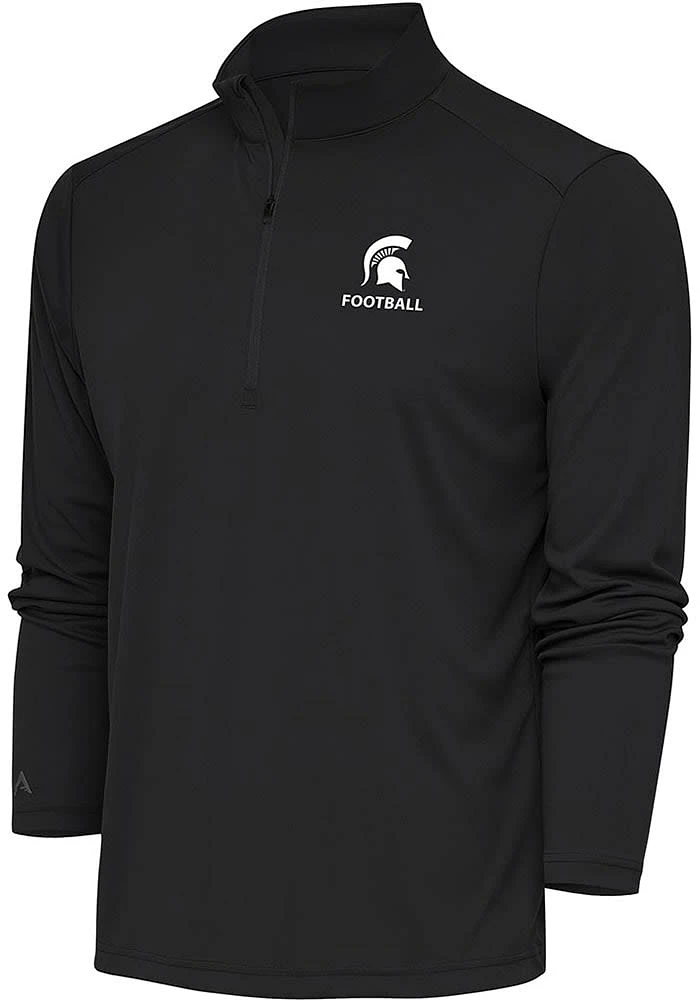Antigua Michigan State Spartans Mens Grey Football Tribute Long Sleeve Qtr Zip Pullover
