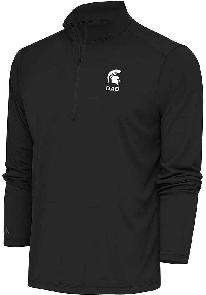 Antigua Michigan State Spartans Mens Grey Dad Tribute Long Sleeve Qtr Zip Pullover