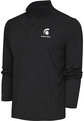 Antigua Michigan State Spartans Mens Grey Basketball Tribute Long Sleeve Qtr Zip Pullover