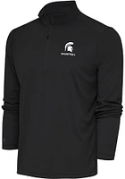 Antigua Michigan State Spartans Mens Grey Basketball Tribute Long Sleeve Qtr Zip Pullover