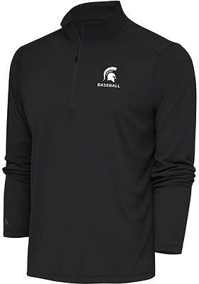 Antigua Michigan State Spartans Mens Grey Baseball Tribute Long Sleeve Qtr Zip Pullover