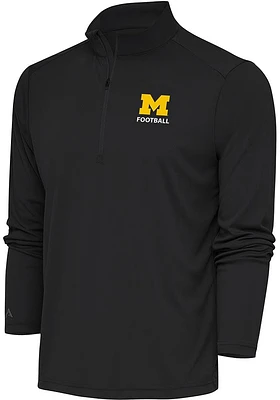 Antigua Michigan Wolverines Mens Grey Football Tribute Long Sleeve Qtr Zip Pullover
