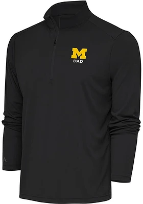 Antigua Michigan Wolverines Mens Grey Dad Tribute Long Sleeve Qtr Zip Pullover