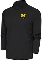 Antigua Michigan Wolverines Mens Grey Dad Tribute Long Sleeve Qtr Zip Pullover