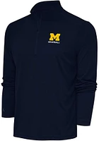Antigua Michigan Wolverines Mens Baseball Tribute Long Sleeve Qtr Zip Pullover