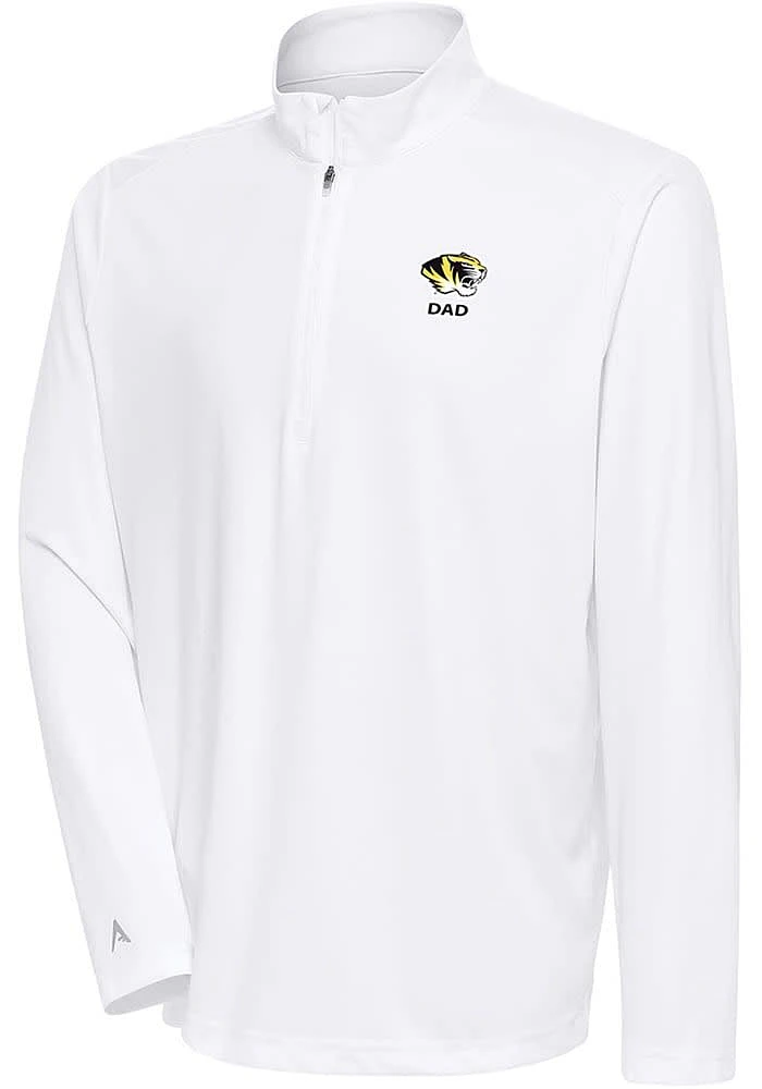 Antigua Missouri Tigers Mens White Dad Tribute Long Sleeve Qtr Zip Pullover