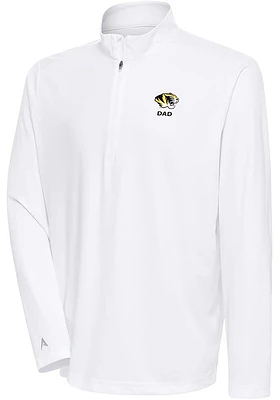 Antigua Missouri Tigers Mens White Dad Tribute Long Sleeve Qtr Zip Pullover
