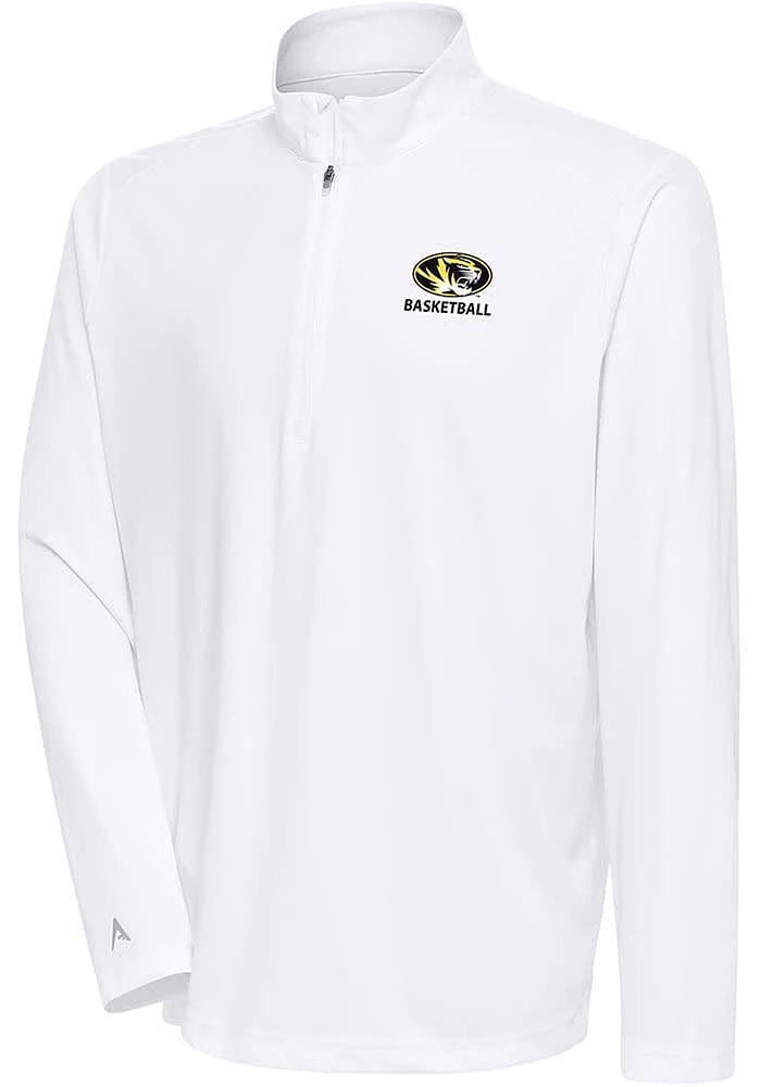 Antigua Missouri Tigers Mens White Basketball Tribute Long Sleeve Qtr Zip Pullover