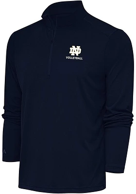 Antigua Notre Dame Fighting Irish Mens Navy Blue Volleyball Tribute Long Sleeve Qtr Zip Pullover