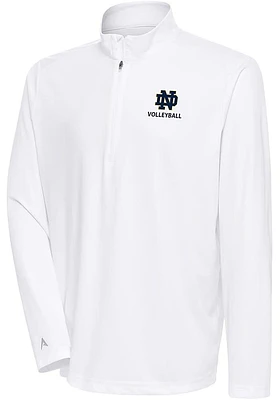 Antigua Notre Dame Fighting Irish Mens White Volleyball Tribute Long Sleeve Qtr Zip Pullover