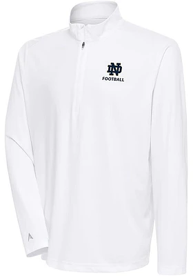 Antigua Notre Dame Fighting Irish Mens White Football Tribute Long Sleeve Qtr Zip Pullover