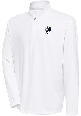 Antigua Notre Dame Fighting Irish Mens White Dad Tribute Long Sleeve Qtr Zip Pullover