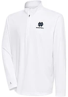 Antigua Notre Dame Fighting Irish Mens White Basketball Tribute Long Sleeve Qtr Zip Pullover