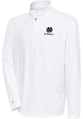 Antigua Notre Dame Fighting Irish Mens White Baseball Tribute Long Sleeve Qtr Zip Pullover