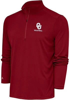 Antigua Oklahoma Sooners Mens Volleyball Tribute Long Sleeve Qtr Zip Pullover