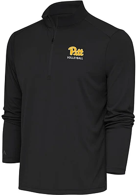Antigua Pitt Panthers Mens Grey Volleyball Tribute Long Sleeve Qtr Zip Pullover
