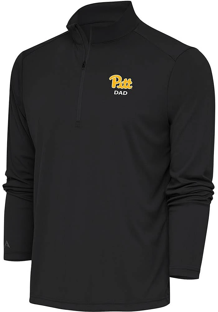 Antigua Pitt Panthers Mens Grey Dad Tribute Long Sleeve Qtr Zip Pullover
