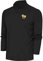 Antigua Pitt Panthers Mens Grey Dad Tribute Long Sleeve Qtr Zip Pullover