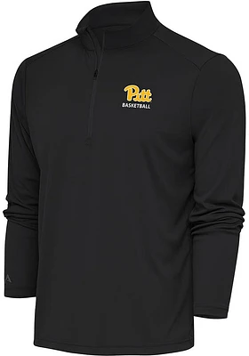 Antigua Pitt Panthers Mens Grey Basketball Tribute Long Sleeve Qtr Zip Pullover