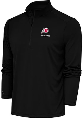 Antigua Utah Utes Mens Baseball Tribute Long Sleeve Qtr Zip Pullover