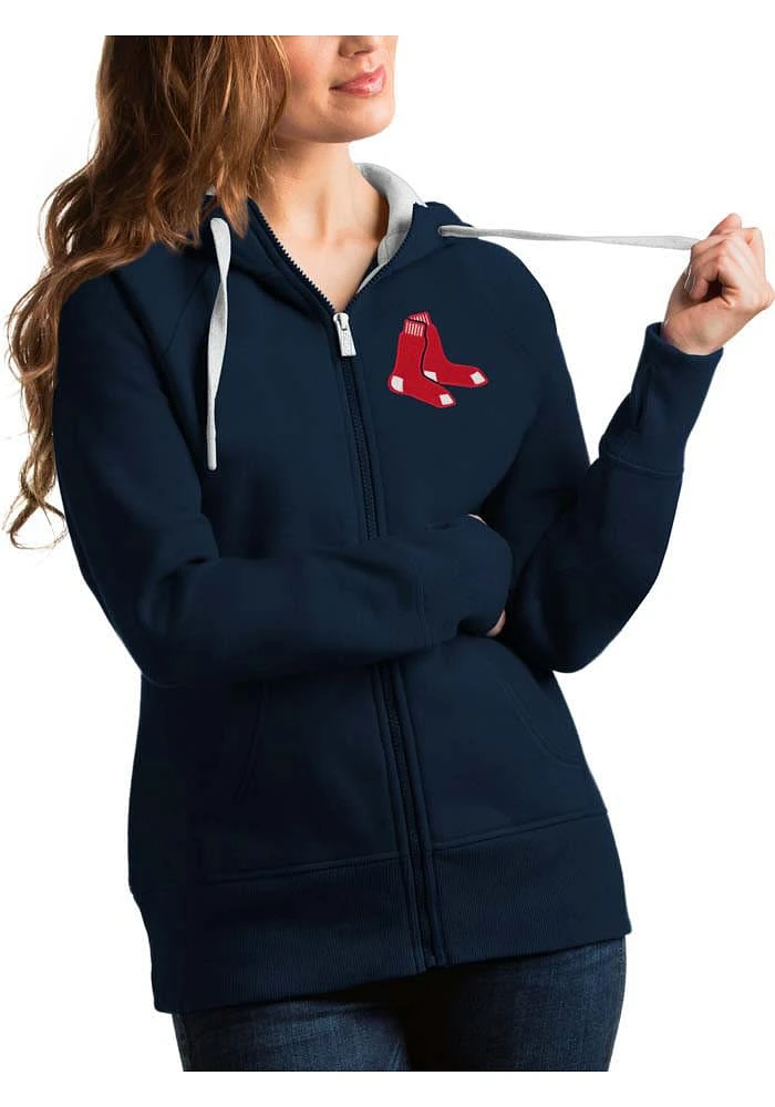 Antigua Boston Red Sox Womens Navy Blue Victory Full Long Sleeve Zip Jacket