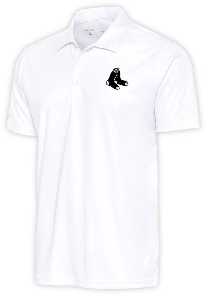 Antigua Boston Red Sox White Metallic Logo Tribute Big and Tall Polo