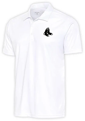 Antigua Boston Red Sox White Metallic Logo Tribute Big and Tall Polo