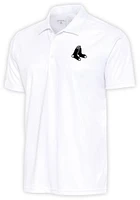Antigua Boston Red Sox White Metallic Logo Tribute Big and Tall Polo