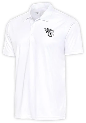 Antigua Cleveland Guardians White Metallic Logo Tribute Big and Tall Polo